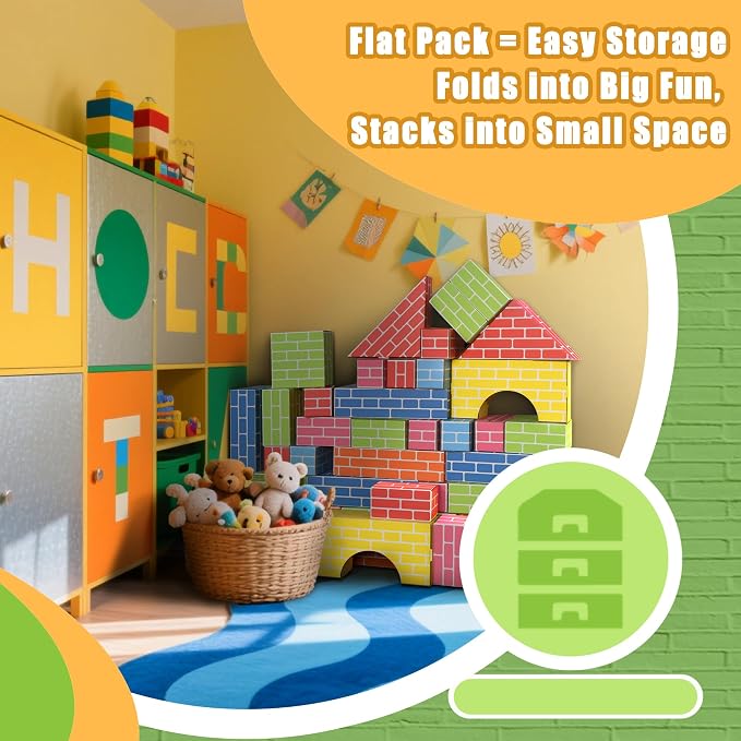 Cardboard Building Blocks for Kids 26pcs: Jumbo Gifts Heavy Duty Develop Creative Thinking Spatial Reasoning Easy to Assemble