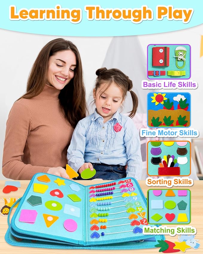 Busy Board Montessori Toys for Toddler Boy Girl Gifts Busy Book | Airplane Car Travel Toy, Learning Educational Toys, Activity Book, Toddler Activities, Sensory Toys, Fine Motor Skills