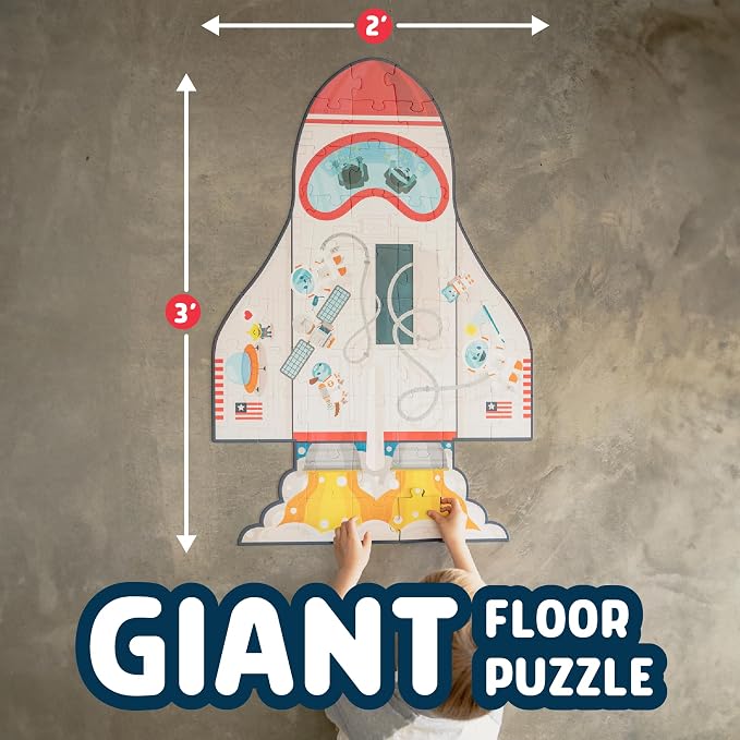 Chuckle & Roar Dinosaur Floor Puzzle, Puzzles for Kids Ages 4-6, 50 Piece | Glow-In-The-Dark Dinosaur Bones, Oversized Pieces for Little Hands, 2 ft x 3 ft Floor Puzzles for Kids, Toddler Puzzles