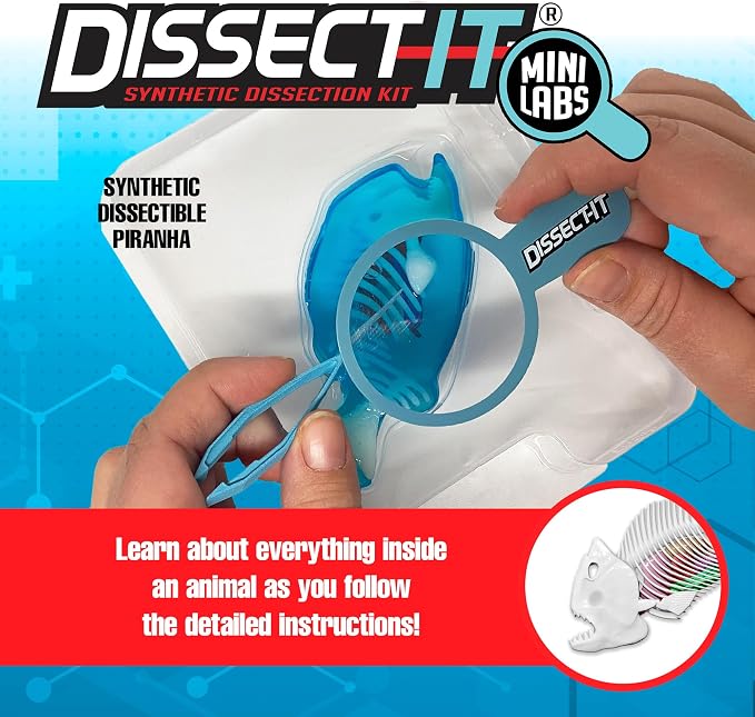 Top Secret Toys Dissect-It Mini Labs Piranha Lab Dissection Kit for Kids, Realistic Synthetic Kids Science Kit - On, Biology and Animal Anatomy, STEM Toy, Ages 6+