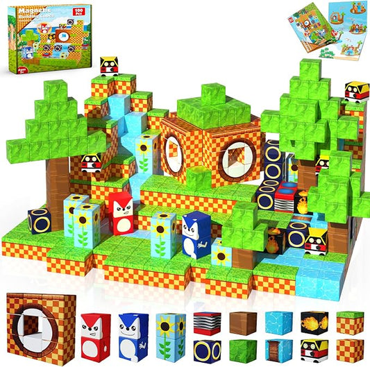 Annexfun Magnetic Blocks - 100PCS Building Blocks - Toys for Montessori Toddler Christmas Birthday Gifts - STEM Sensory Toys for 3 4 5 6 7 8 9 10 Year Old Boys and Girls