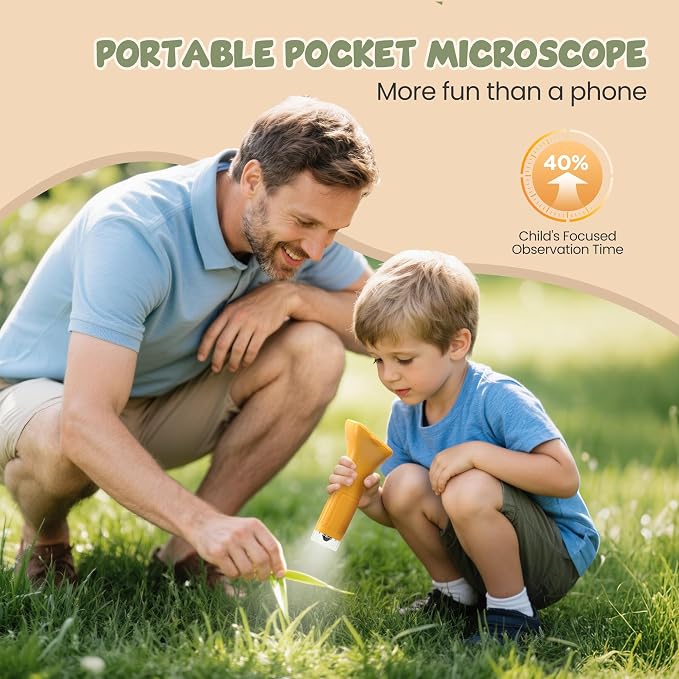 1000X Portable Handheld Digital Microscope for Kids with HD2.0 IPS Screen | 50X-1000X Magnification, STEM Educational Toys Birthday Gifts, for Age 4-12 Girls Boys, Captures photo/video, PC Compatible