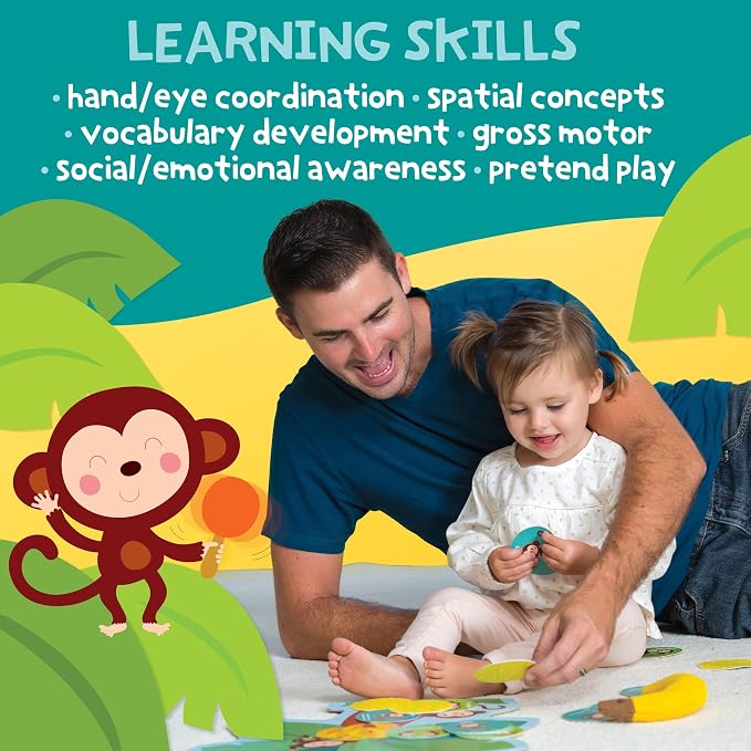 Peaceable Kingdom Deluxe Monkey Around First Game for Toddlers | Deluxe active first game for toddlers—dance and play with beanbag banana and maraca. Cooperative bonding, ages 2+