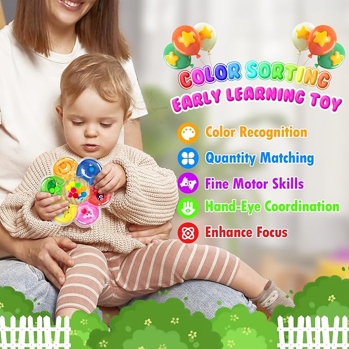 Color Sorting Sensory Toys for Toddlers & Kids, Preschool Fine Motor Skills for Autism, Fidget Color Matching Travel Toys, Calm Down Toy, Birthday Gifts for Boys & Girls