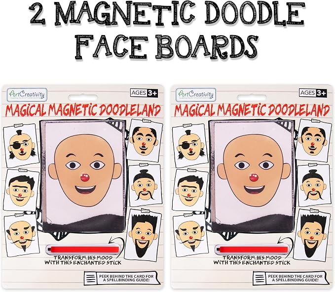 ArtCreativity Magnetic Drawing Face - 2 Pack - Travel Toys for Kids, Magnetic Travel Game, Magnet Drawing Doodle Board for Kids - Retro Toy, Vintage Toy, Travel Essentials Games for Ages 3+