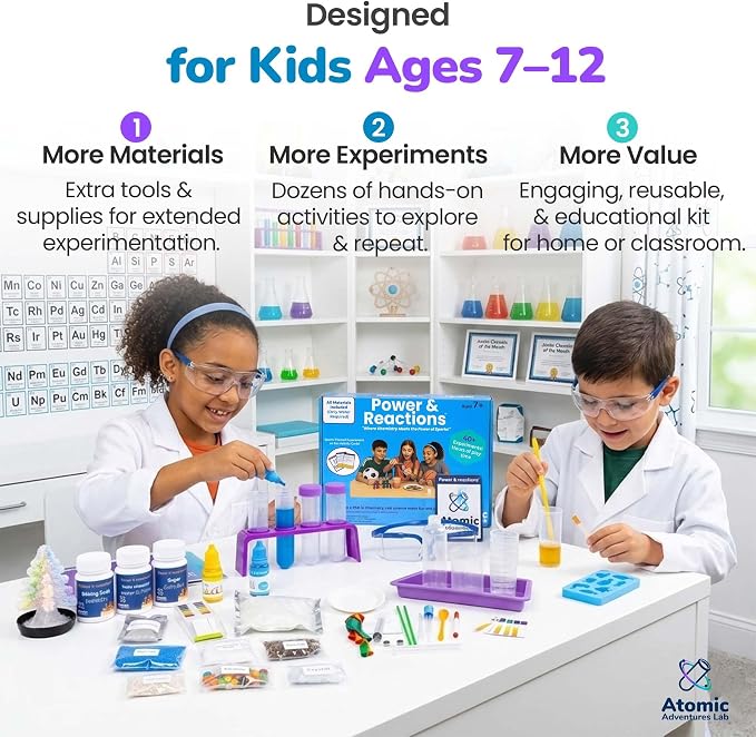 Science Experiment Kit for Kids Ages 8-12 Years - Chemistry Kit Designed By a PhD Chemist & Mom, 46 Hands-On STEM Educational Activities, Gifts for Boys & Girls