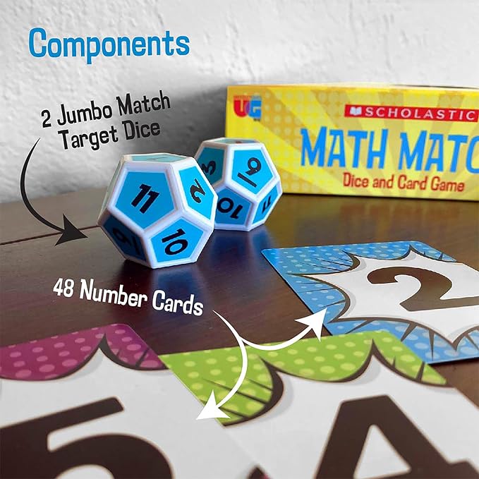 Scholastic Math Match Travel Dice Game, Math Learning Ages 5+