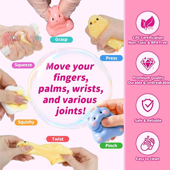 15Pack Taba Squishy Toys Kit -Squishy Fun Box-Squishy Fidget Squeeze Toys | Taba Squishy Party Favors for Kids 8-12-Cute Squishies Stress Relief Toys for Girls 6-8-10-12 Year Old Girls Birthday Gifts