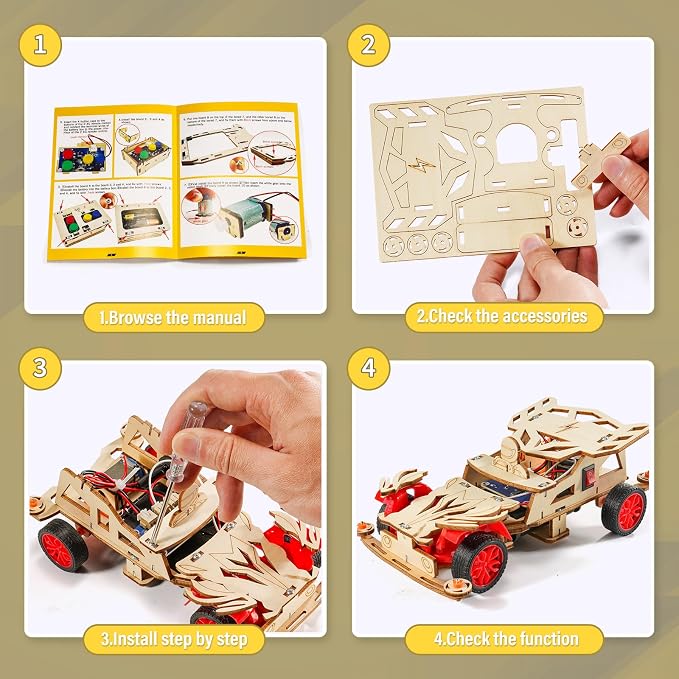 STEM Toys for Ages 8-13, Remote Control Model Car Building Science Kits | 8 9 10 11 Year Old Boys Birthday Gifts, STEM Kits for Kids Age 8-10 12-14 Crafts Projects 8-12, 3D Wooden Puzzles Girls