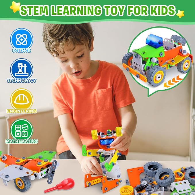 164 PCS Building Toys for Kids Ages 4-8 8-12, Educational STEM Activities, Erector Set Building Blocks, Construction Creative Games for Boys and Girls