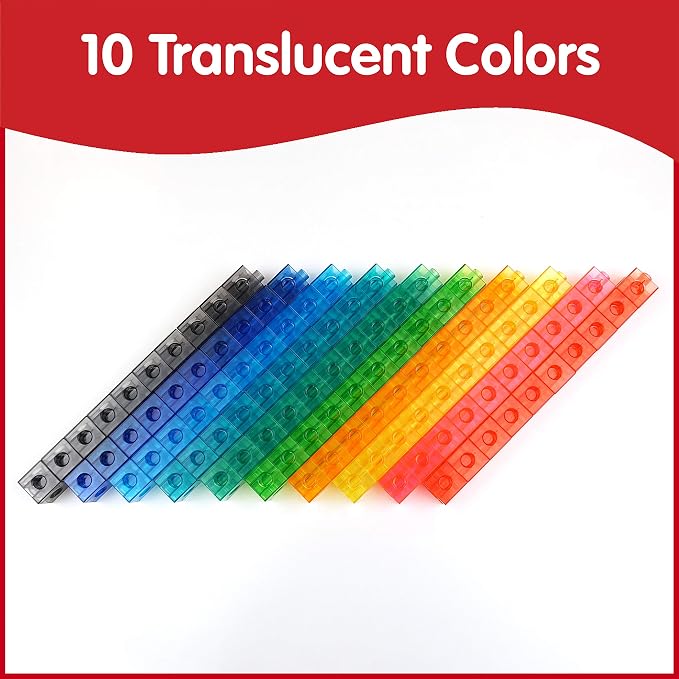edxeducation Translucent Linking Cubes, Set of 100 | 0.8" Construction Toy for Early Math, Light Table Toy for Elementary & Preschool Learning