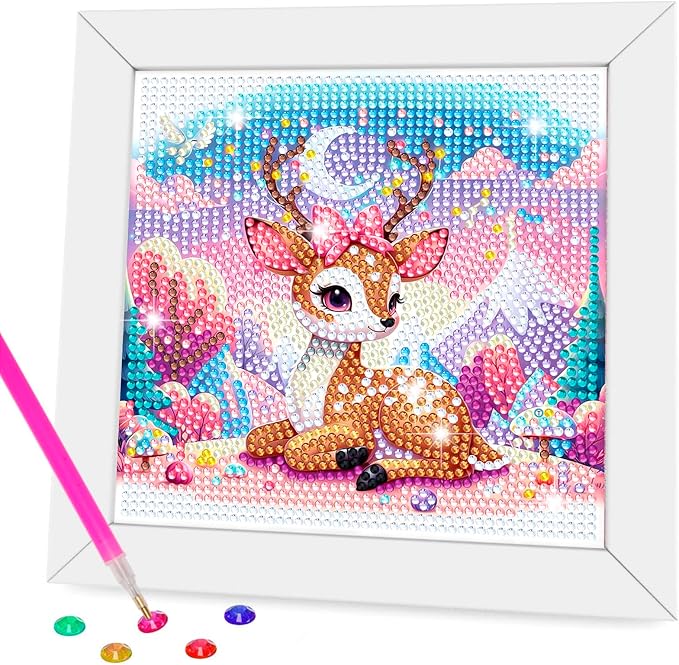 Diamond Art Kits with Wooden Frame - Arts and Crafts - Dimond Art Painting by Numbers - GEM Art for Beginners Adult Home Wall Decor