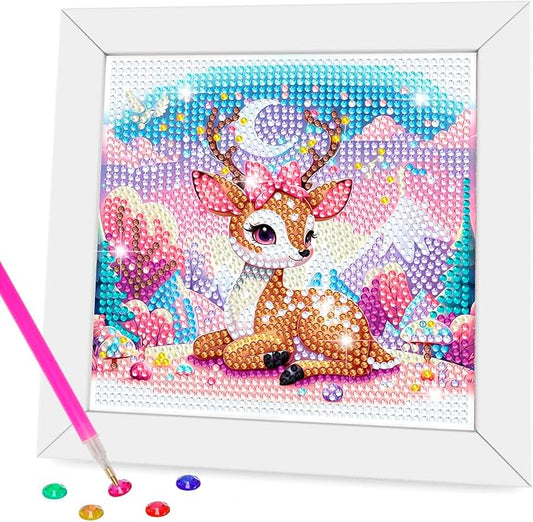 Diamond Art Kits with Wooden Frame - Arts and Crafts - Dimond Art Painting by Numbers - GEM Art for Beginners Adult Home Wall Decor