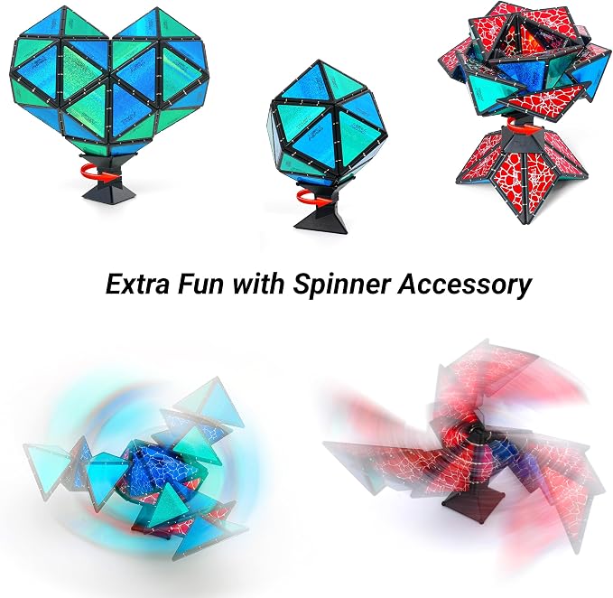 TOSY Magnet Pyramid Stone - 1 Cube Transforms into 1 Billion Shapes (Bunny, Egg Basket, Flowers, Heart…), 243 Rare Earth Magnets, Holographic Design, Puzzle/STEAM Toy, Easter Birthday Gift, 2-Pack