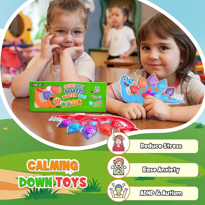 3Pcs Dinosaur Color Sorting Sensory Toys for Kids with Autism Toddler Toys for Airplane Travel Road Trip Montessori Toys Fine Motor Skills A Easter Basket Stuffers Gifts for Kids Boys Girls