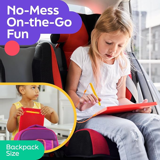 Magnetic Drawing Board for Kids & Toddlers, Airplane & Car Ride Activities | Magnetic Tablet Toy with Beads & Stylus Pen, Travel Toys for Toddlers, Road Trip & Flight Activity, Gift for Boys & Girls
