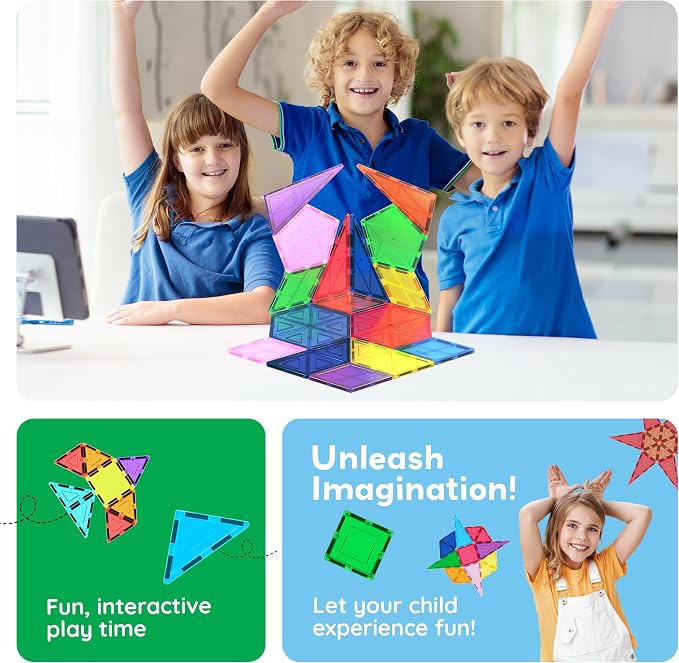 PicassoTiles Magnetic Building Block Set Geometry Shape Magnet Tiles Construction Toy STEM Learning Kit Educational Playset Playboard Pretend Play Stacking Blocks Child Brain Development PT16 | 16 pieces: 6 rhombuses, 2 pentagons, 2 hexagons, 2 isoscel...