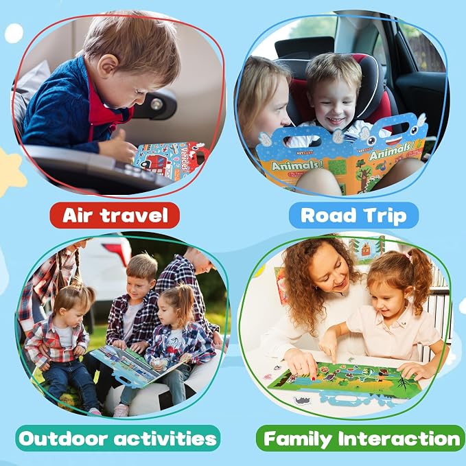 ASTARON 3 Pack Reusable Sticker Books for Toddlers,Educational Sensory Toy | Reusable Sticker,Waterproof Jelly Stickers, Portable Travel Toys,Educational Sensory Learning Toy,Gift for Boy Girl