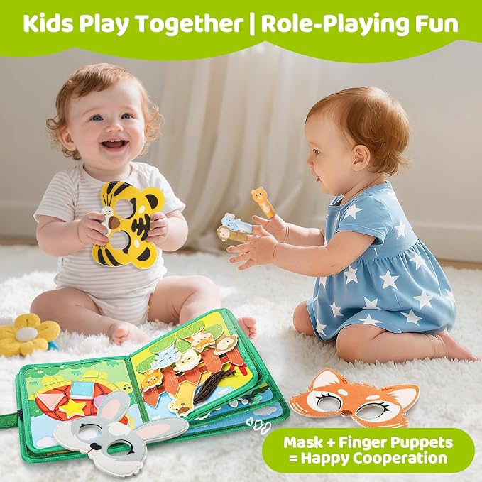 25 in 1 Busy Book for Toddlers 1-3 - Zoo Montessori Toy Toddlers Busy Board for 1 Year Old, Educational Sensory Quiet Toy, Airplane Car Travel Essentials Birthday Gift for 2-4 Yr 18 month old Boy Girl