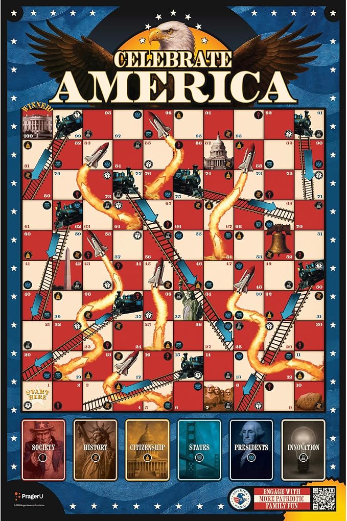 Celebrate America - Race to The White House Board Game, USA Trivia Game, America’s 250th Anniversary Edition, Families & Kids 8+, 2+ Players, Made in America