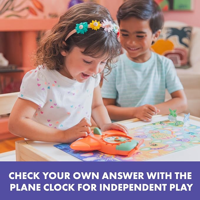 Educational Insights Time to Fly - Preschool Board Games that Teach How To Tell Time, Toy Learning Clock for Kids, Educational Board Games for Kids 4-6, Learn to Read Digital and Analog Clocks