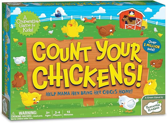 Peaceable Kingdom Count Your Chickens Award Winning Cooperative Counting Game for Kids | Award-winning cooperative counting game—help the hen gather all 40 chicks. Builds early math skills, great for ages 3+