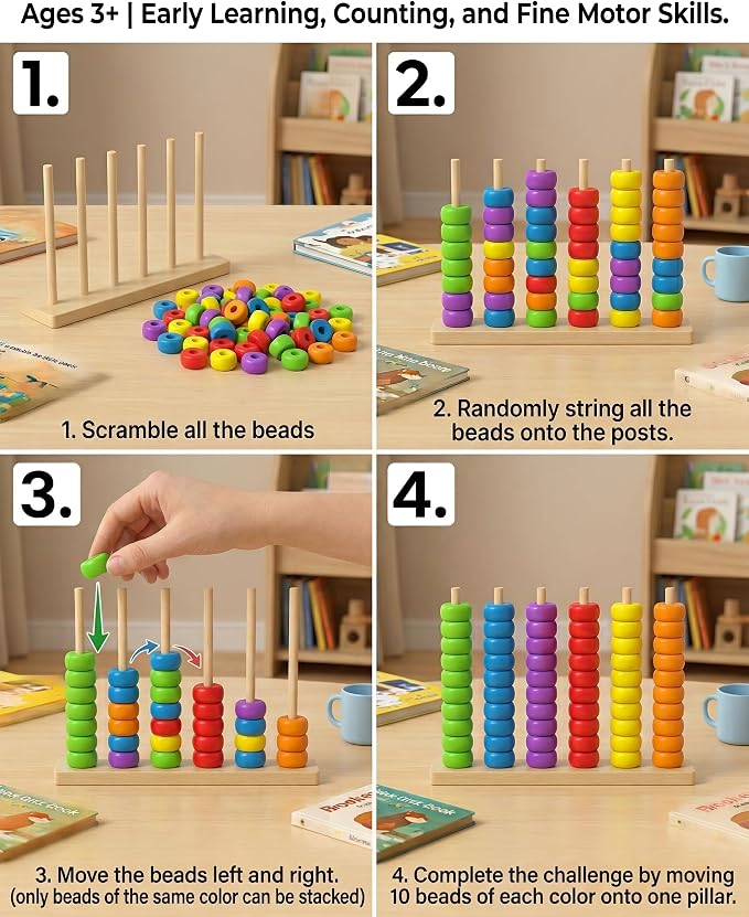 Toywoo Wooden Giant Color Matching & Stacking Game - Fast-Paced Family Challenge Board Game for Kids & Adults, Screen-Free Brain Teaser Puzzle for Game Night & Educational Play