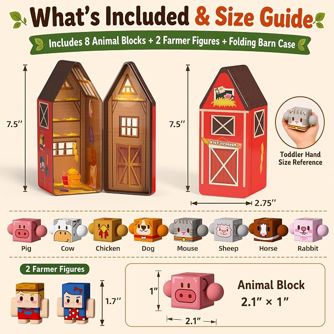 GobiDex Magnetic Travel Toys Farm Figures Set in a Portable Tin for Kids 3+ | Role Play Game, Kids Airplane Essentials, Road Trip, On-the-Go, Quiet Time, Toddler, Compatible, Poseable, Birthday Gift