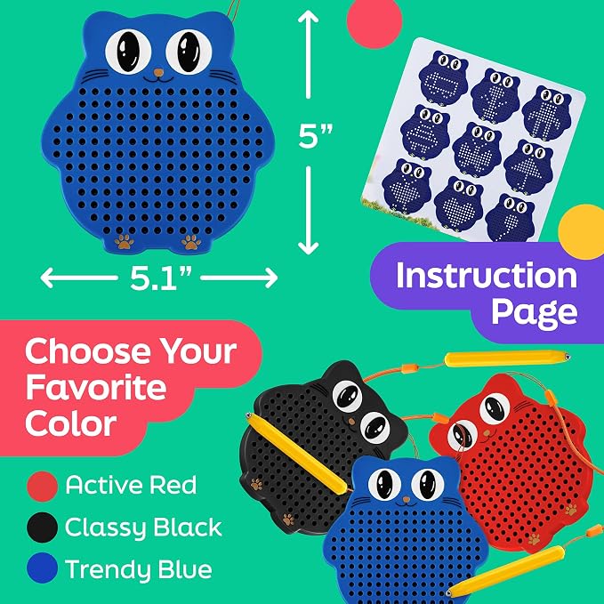Magnetic Drawing Board for Kids & Toddlers, Airplane & Car Ride Travel Toy | Magnetic Bead Board with Stylus Pen, Mess-Free Travel Toys for Toddlers & Kids, Road Trip & Flight Gift for Boys & Girls