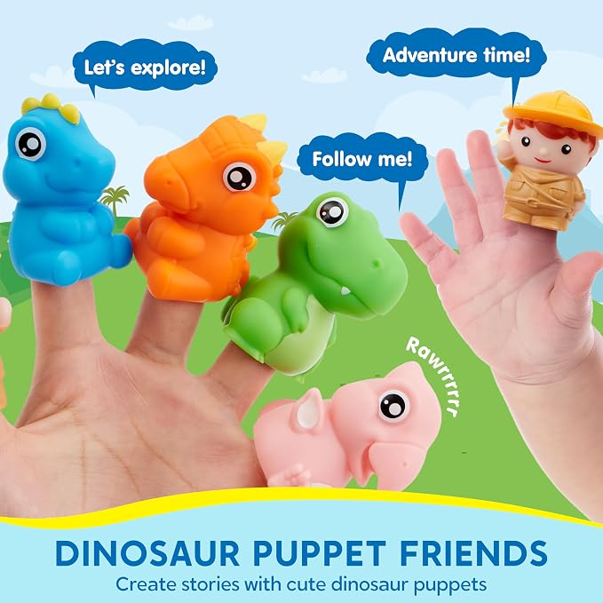 Play-Act Learning Toys for 1 2 3 Years Old, Counting, Matching & Sorting Montessori Learning Dinosaur Train Including 9 Dinosaurs, Birthday Gift for Baby Boys Girls