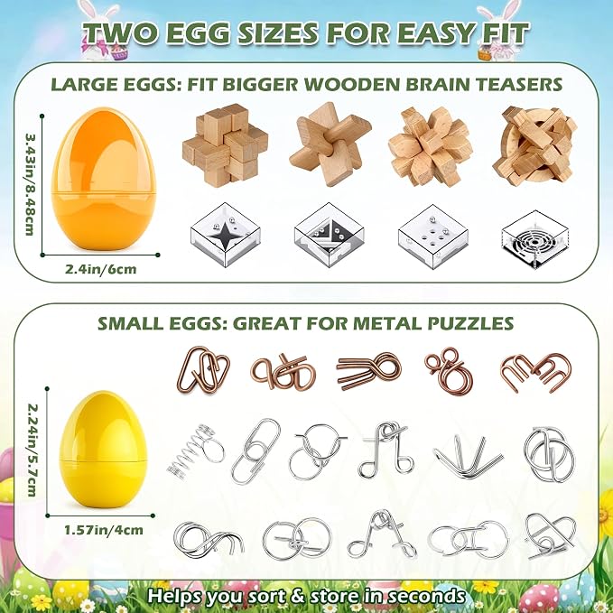24 Pack Brain Teaser Puzzle Educational Toys for Kids & Adults | Metal & Wooden Puzzles with Balance Challenges, IQ Logic Games and Mind Teaser Toys for Teens Boys Girls