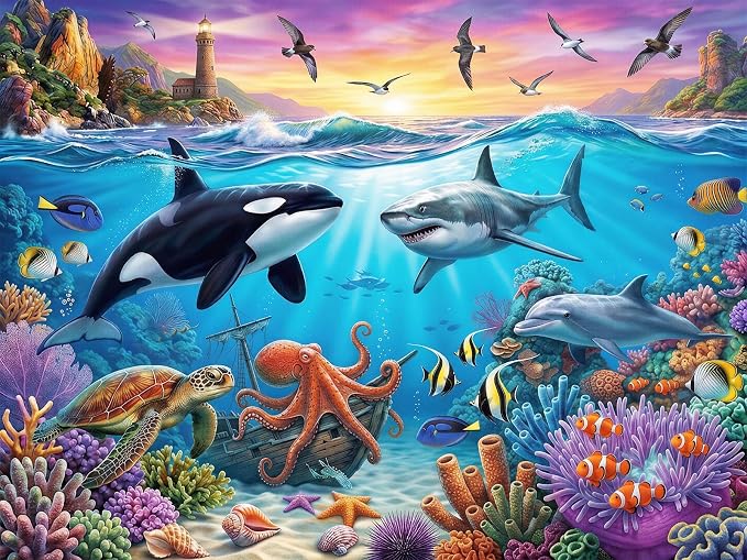 Puzzles for Kids Ages 6-8 Year Old, 200 Piece Magical Underwater World | Jigsaw Puzzles for Boys & Girls Educational Learning Toy Kids Ages 6 7 8 9 10, Family Game Gift, Holiday Gifts for Boys Girls