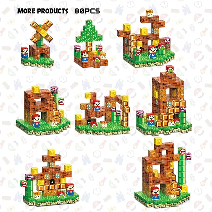80PCS Magnetic Blocks Building Set for Boys & Girls, STEM Educational Construction Stacking Blocks