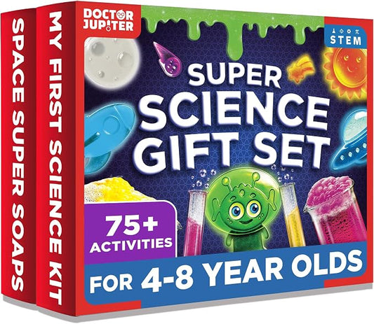 Doctor Jupiter Super Science Gift Set for Kids Ages 4+, Birthday Gift | Set of My First Science Kit & Space Super Soaps, 75+ Activities, Birthday Gift for Boys, Girls Ages 4,6,7,8, STEM Crafts Toy
