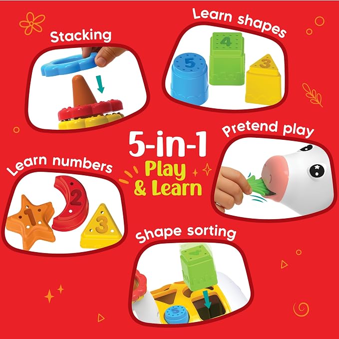 Imagimake Leaps & Bounds - Cow Shape Sorter, 5-in-1 Activity Toy, Ages 1+ | Early Learning Toy, Learn Shapes, Colors & Sorting Skills, Birthday Gift for Boys & Girls Ages 1,2,3 Years Old