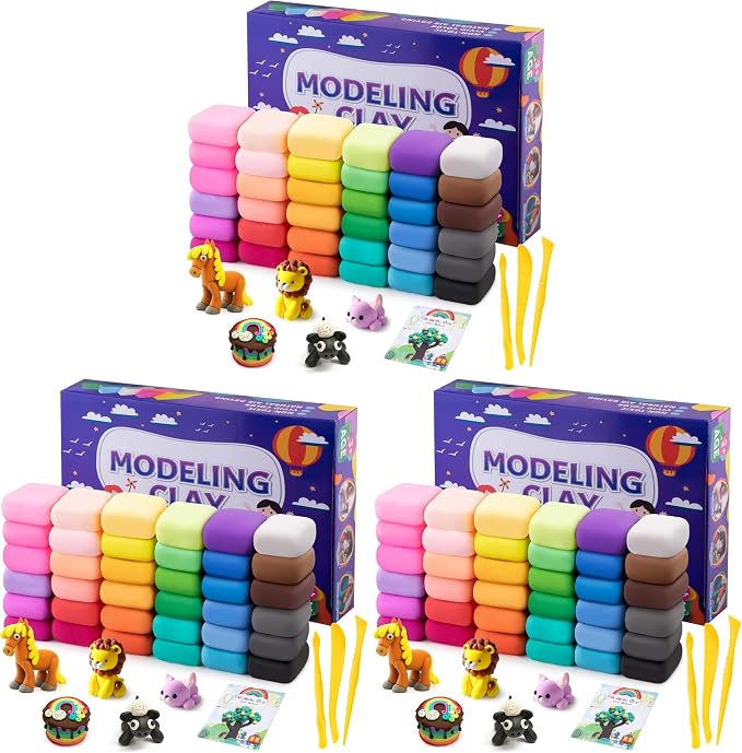 Air Dry Clay, 36 Colors Modeling Clay Kit with 3 Sculpting Tools, Magic Foam Clay for Kids and Adults, DIY Molding Clay Gift for Boys and Girls (Pack of 3)