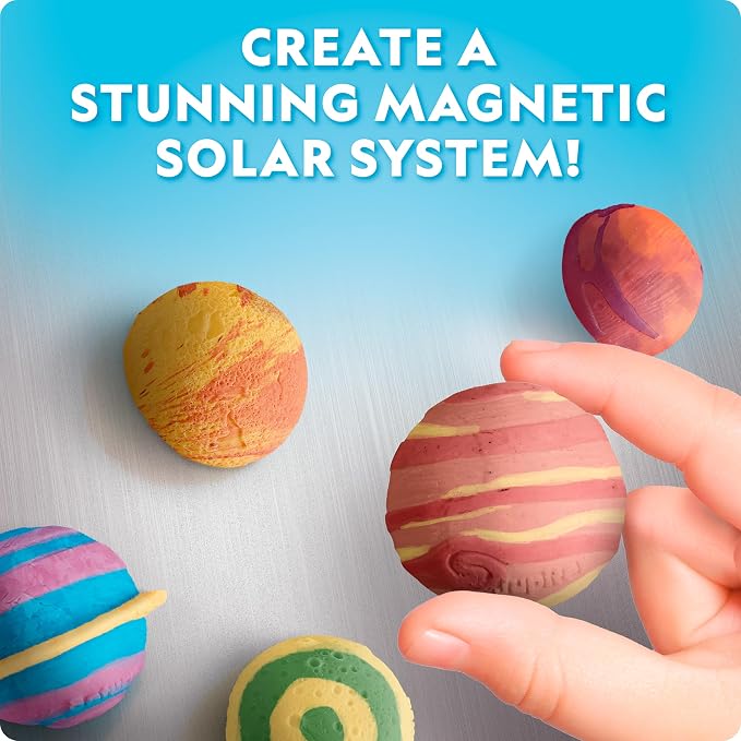 National Geographic Magnetic Solar System Art Kit for Kids with 9 Magnets | 9 Solar System Magnets, Sun and Planets, 6 Paint Colors and 2 Brushes, 3D Space Toy, Craft Project, Birthday Gift