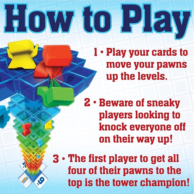 MindWare Leaps and Ledges Strategy Game - Ages 8+ - Fun Party Game and Family Game Night Activity for Kids, Teens, and Adults - 2 to 4 Players | A fast, replayable board game for 2-4 players. Includes 15 colorful platforms and 72 playing cards. Ages 8+.