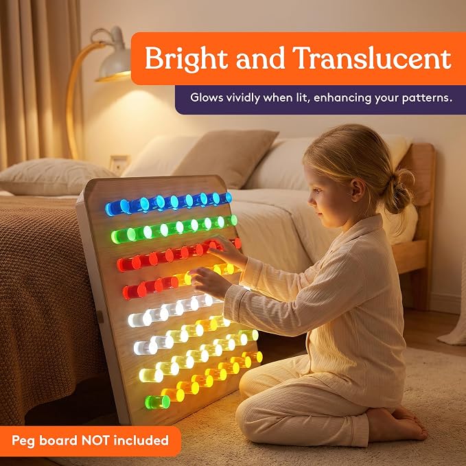 Special Supplies Set of 100 LED Light Peg Board Replacement Pieces for Kids LED Peg Wall, Colorful Illuminated Pegs for Creative Play and STEM Learning- 1” x 4”