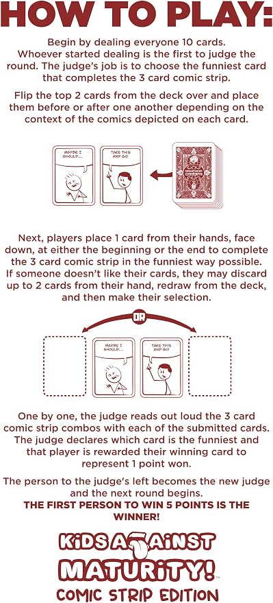 Kids Against Maturity: The Original Card Game for Kids and Families, Super Fun Hilarious for Family Party Game Night (Comic Edition)