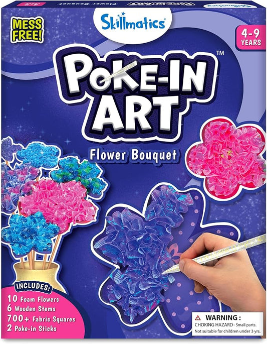 Skillmatics Poke-in Art – Flower Bouquet, Wood Craft Kit, Gift for Kids | Mess-Free, DIY Room Decor, Fine Motor Skills, Pretend Play, Screen-Free Travel Activity, Girls & Boys Ages 4, 5, 6, 7, 8, 9