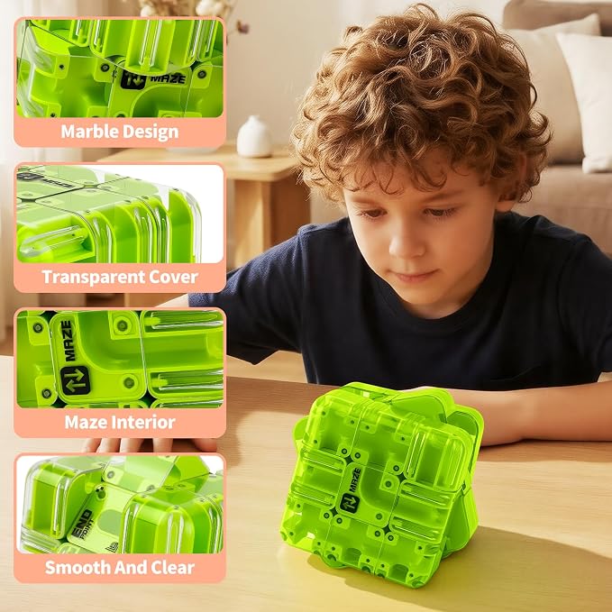 3D Maze Cube Ball Puzzle Brain Teaser for Adults & Kids, Educational Learning Toys Logical Thinking, Family Board Games Tabletop, Durable Puzzle Cube (Brown, 3.3x3.3x3.3)