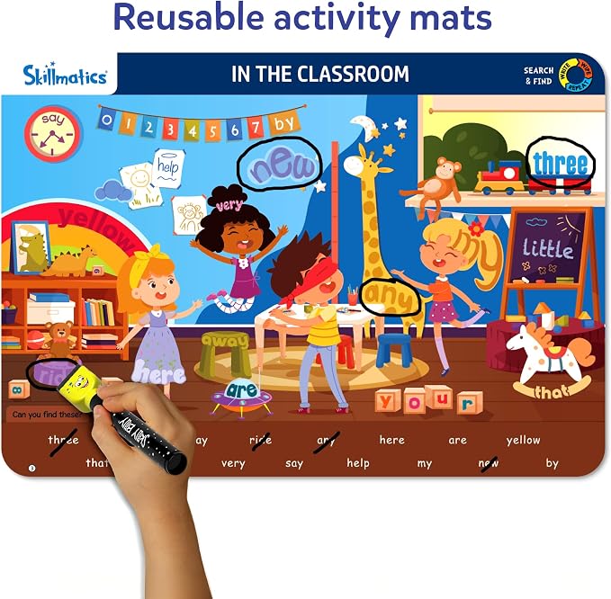 Skillmatics Search and Find – Sight Words, Reusable Activity Mats | Educational Learning Activities, Repeatable & Builds Vocabulary, Screen-Free, Gifts for Kids Ages 4, 5, 6, 7