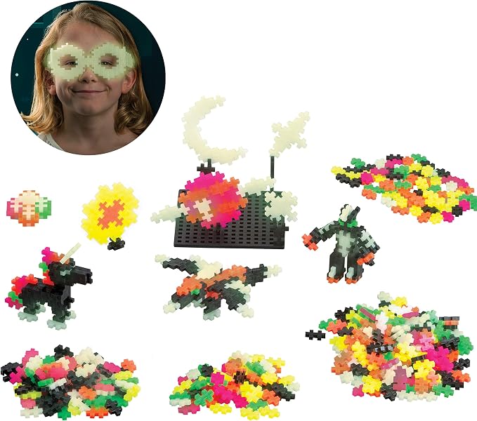 PLUS PLUS Learn to Build, Glow in the Dark Mix - 400 Piece Building Set | Stem Toys for Kids, Sensory Bin Fillers, Math Manipulatives, Classroom Must Haves, Gifts for Boys & Girls, Stem Bins