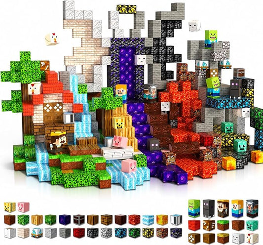 Magneverse 300 PCS 0.8in Magnetic Blocks - Magnet Toys for Kids, Magnetic Building Blocks Cubes, Stacking Magnets, School STEM Toys Birthday Gifts for Boys and Girls Age 3+ Years Old (Theme: Portal)