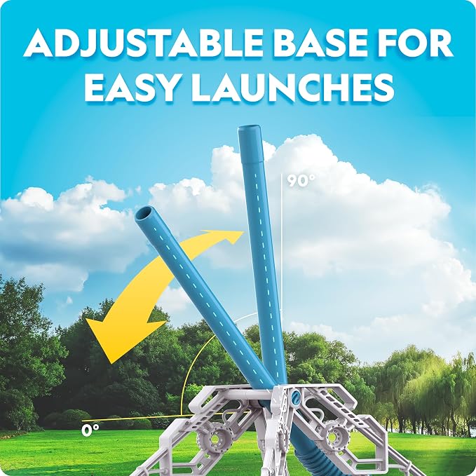 National Geographic Glow in the Dark Air Rocket Launcher Toy for Kids 8-12 | Glow-in-the-Dark Foam Rockets, Launches Up to 100 Feet, Adjustable Base, Outdoor STEM Activity, Backyard Play, Birthday Gift