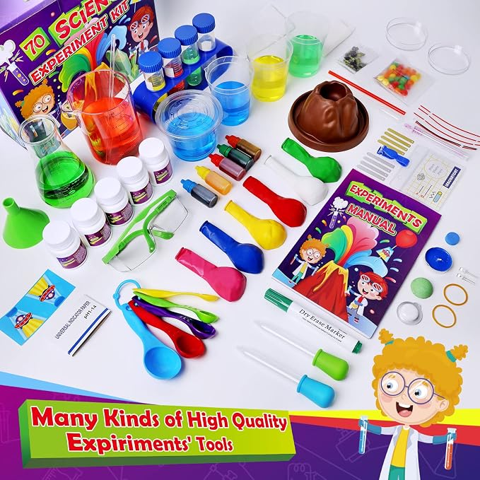 UNGLINGA 70 Lab Experiments Science Kits for Kids Chemistry Set Toys | Crystal, Erupting Volcano, Fruit Circuits, S.T.E.M Activities Science Project, Birthday Gifts Idea for Girls Boys