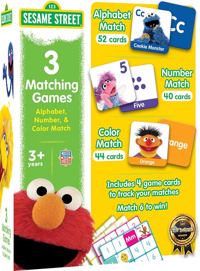 MasterPieces Kids Games - Sesame Street - 3 Fun Ways to Play Matching Game Set