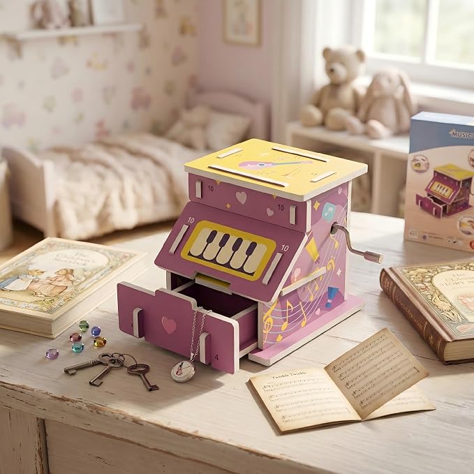 STEM DIY Music Box Kit, Build & Play, Hands-on, Ages 6+, Science Gift | Build a real music box! Discover gears & vibrations. Intro to physics. Boosts STEM skills, patience. Sweet keepsake, 6+!