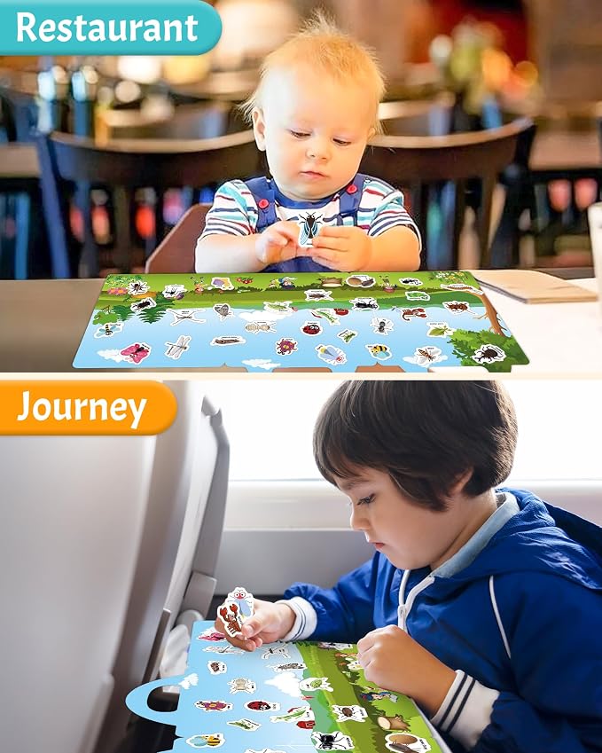 Benresive Reusable Sticker Book for Toddlers, Travel Stickers for Kids | Toddler Travel Activities Toys, Birthday Gifts for Boys & Girls, Airplane Travel & Road Trip Essentials Kids